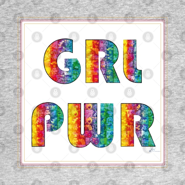 Girl Power Statement in Rainbow Colors with tiny Flowers by Symbolsandsigns